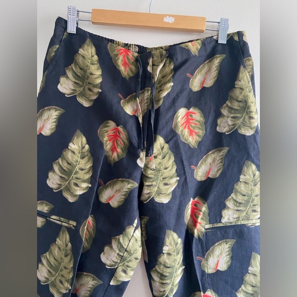 Linen floral tropical print vacation pants size US 10 - Picture 3 of 11